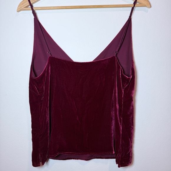 L'AGENCE Burgundy Velvet Camisole Tank Top - Picture 5 of 7